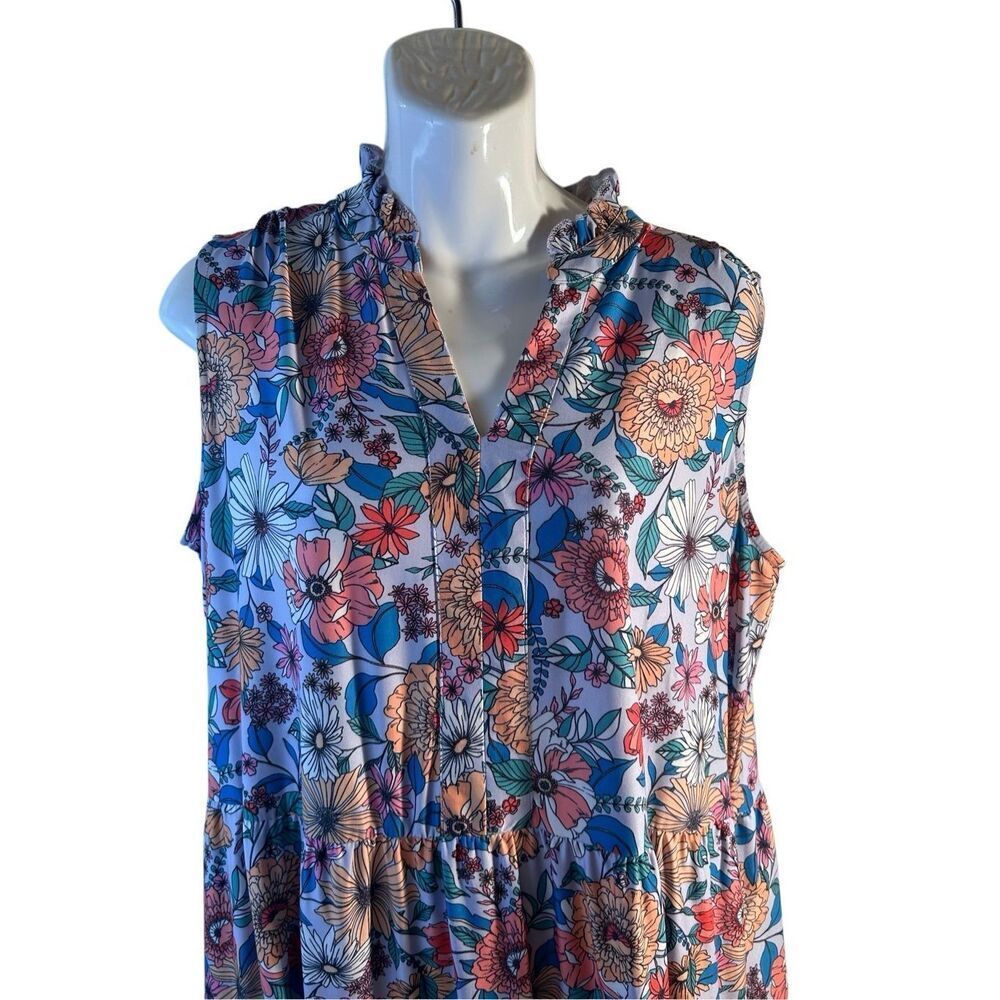 Tolani Collections sleeveless maxi dress large rn#14997 gray with flowers India‎